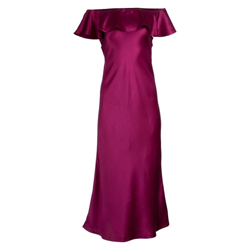 DANNIJO OFF THE SHOULDER BERRY MIDI DRESS